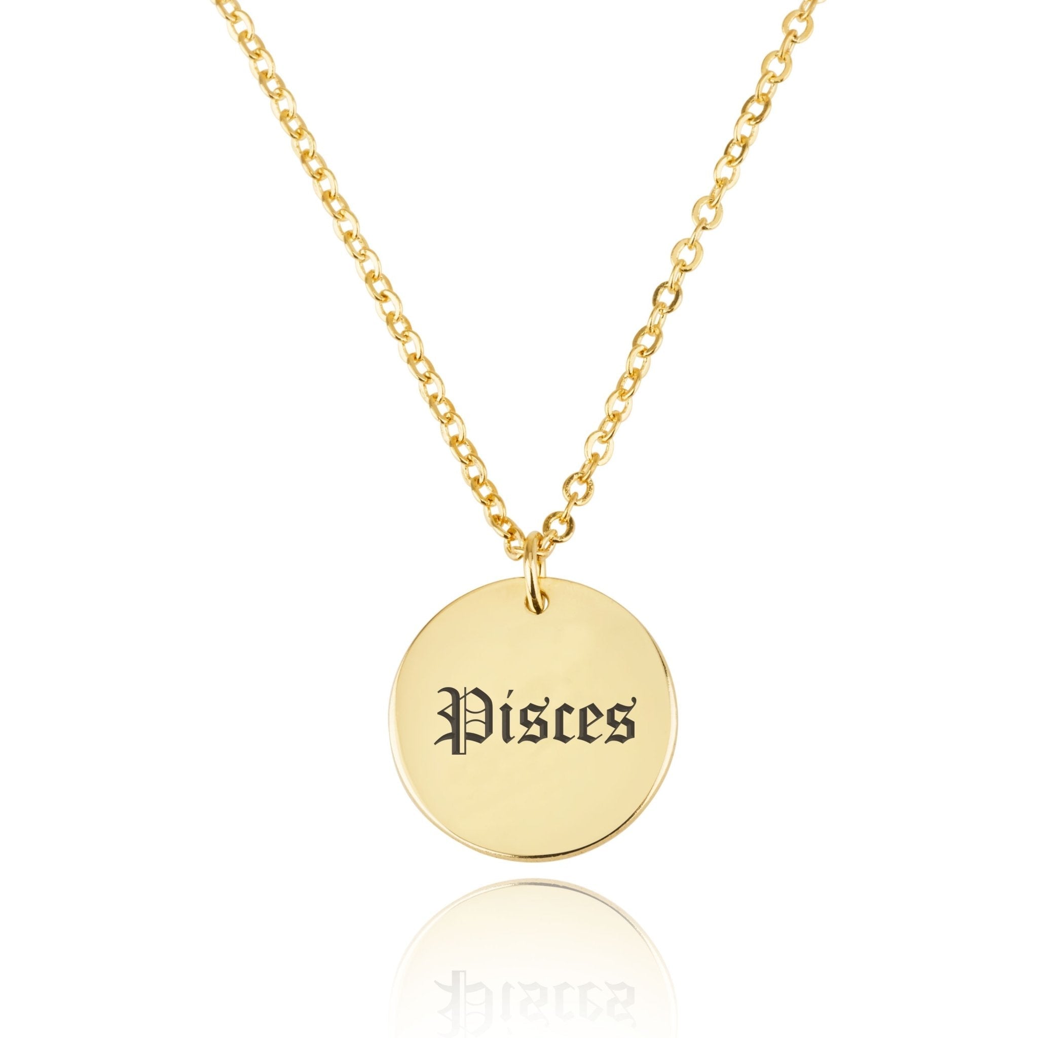 Pisces Script Disk Necklace La Vie Bien Pisces Script Disk Necklace