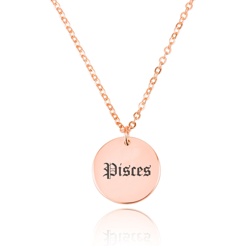 Pisces Script Disk Necklace La Vie Bien Pisces Script Disk Necklace