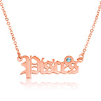 Pisces Script Necklace With Swarovski Birthstone