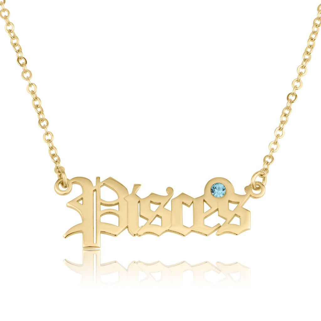 Pisces Script Necklace With Swarovski Birthstone La Vie Bien Pisces Script Necklace With Swarovski Birthstone