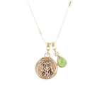 Pisces - Zodiac Green Jade Golden Charm Necklace by Barse Jewelry