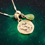 Pisces - Zodiac Green Jade Golden Charm Necklace by Barse Jewelry