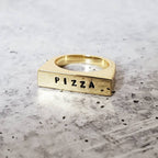 PIZZA Gold or Silver Flat Top Ring Finger Rings La Vie Bien PIZZA Gold or Silver Flat Top Ring