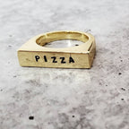 PIZZA Gold or Silver Flat Top Ring Finger Rings La Vie Bien PIZZA Gold or Silver Flat Top Ring