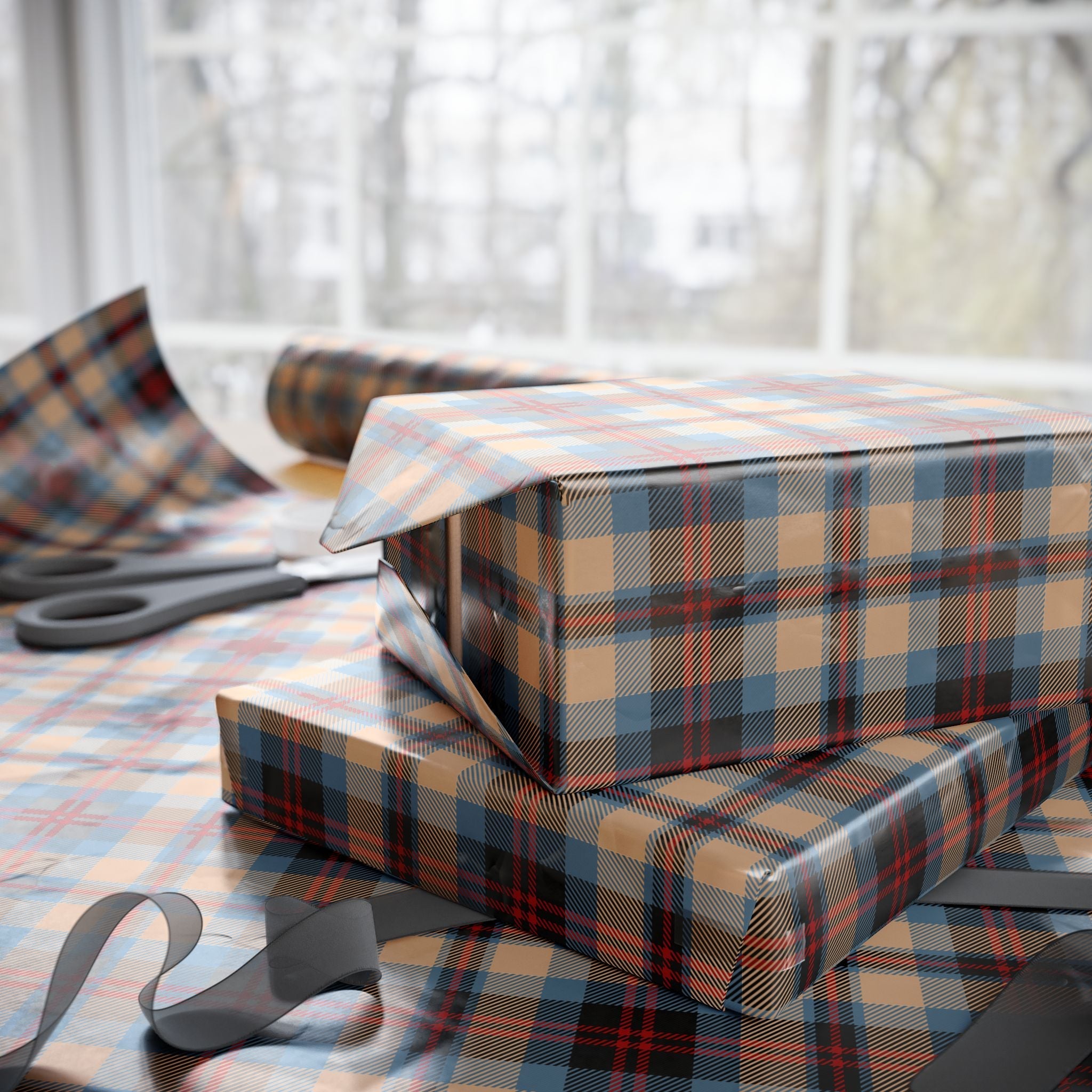 Plaid Gift Wrap Paper - Old School Design