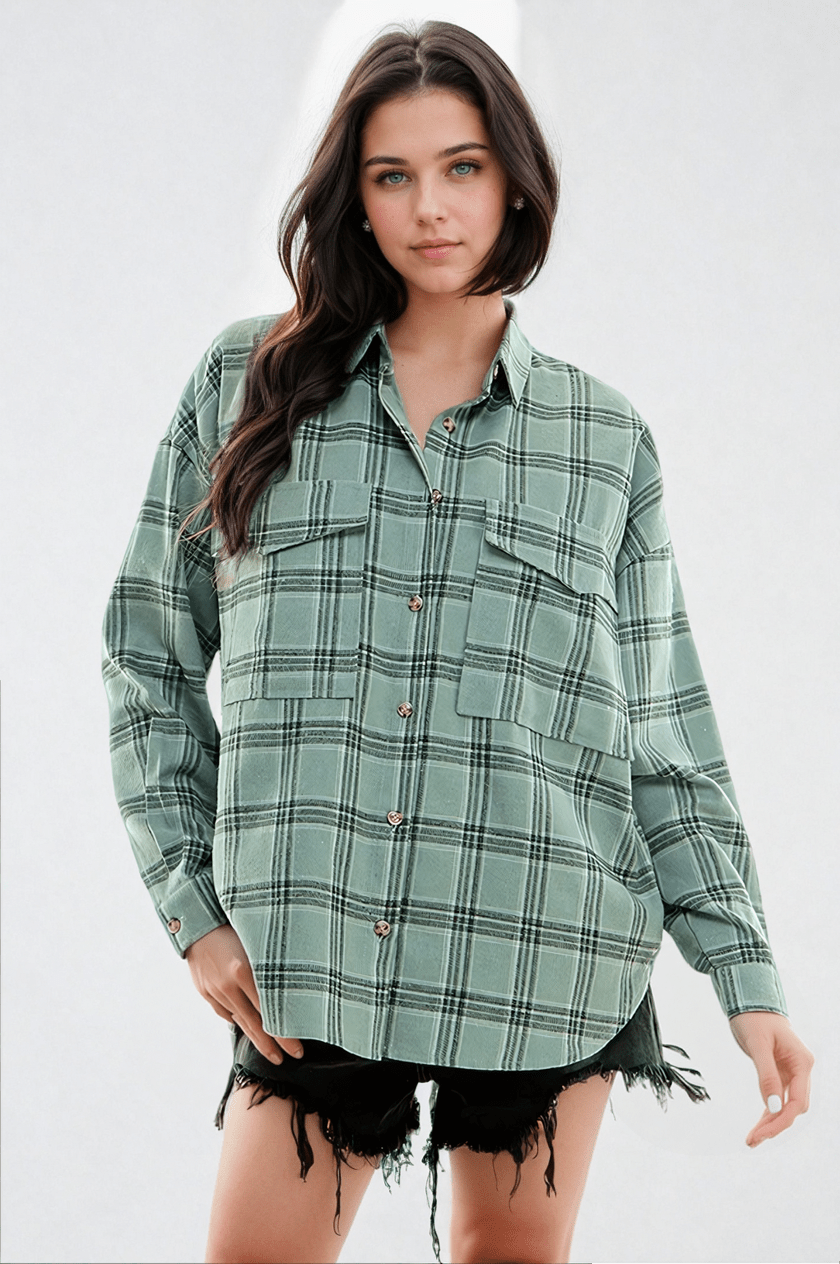 Plaid Serenity Shirt by FitKitty Culture™ Shirt La Vie Bien Plaid Serenity Shirt by FitKitty Culture™