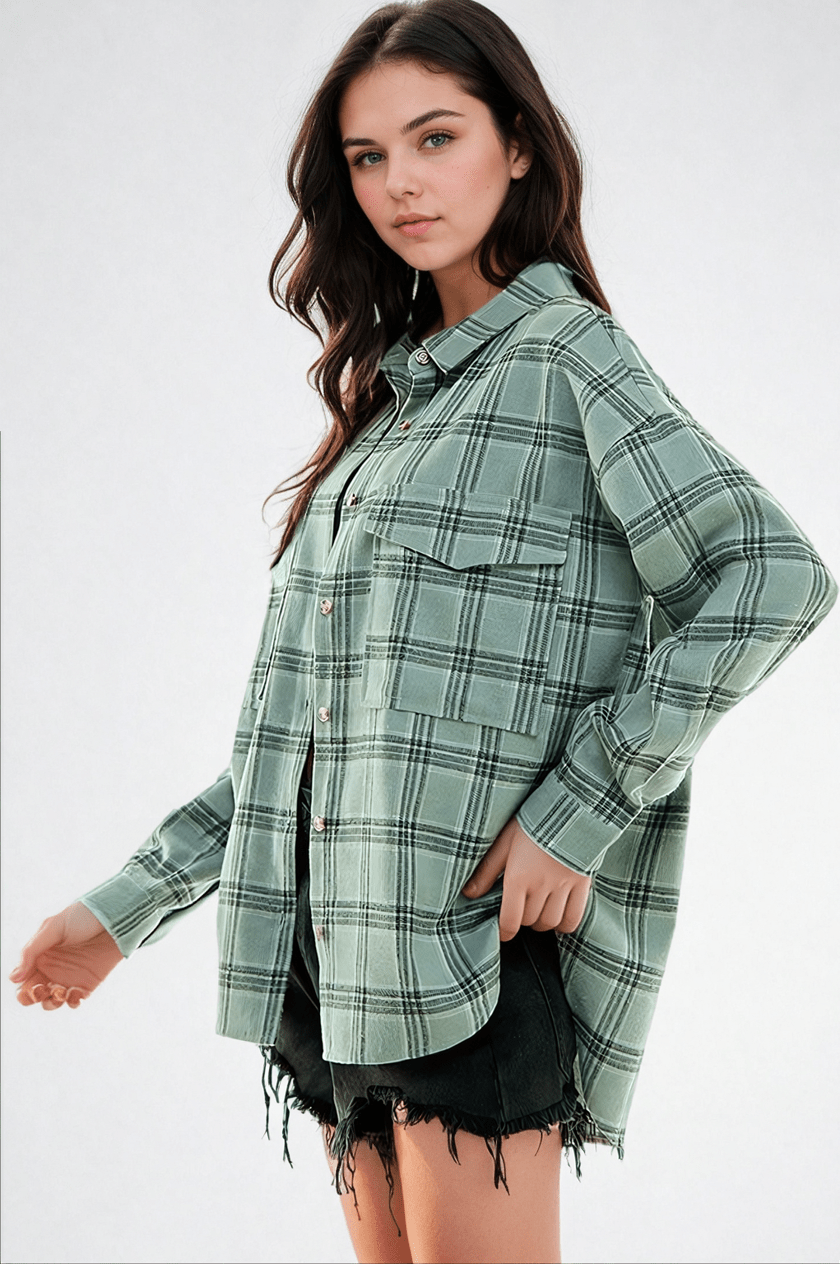 Plaid Serenity Shirt by FitKitty Culture™ Shirt La Vie Bien Plaid Serenity Shirt by FitKitty Culture™