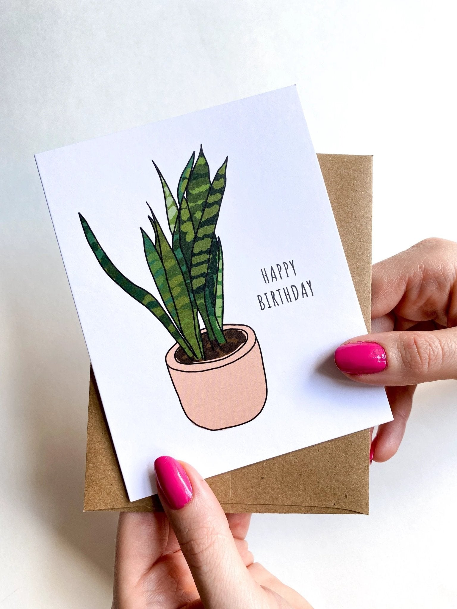Plant Happy Birthday Card – Houseplant Birthday Greeting for Plant Lovers by Five Dot Post