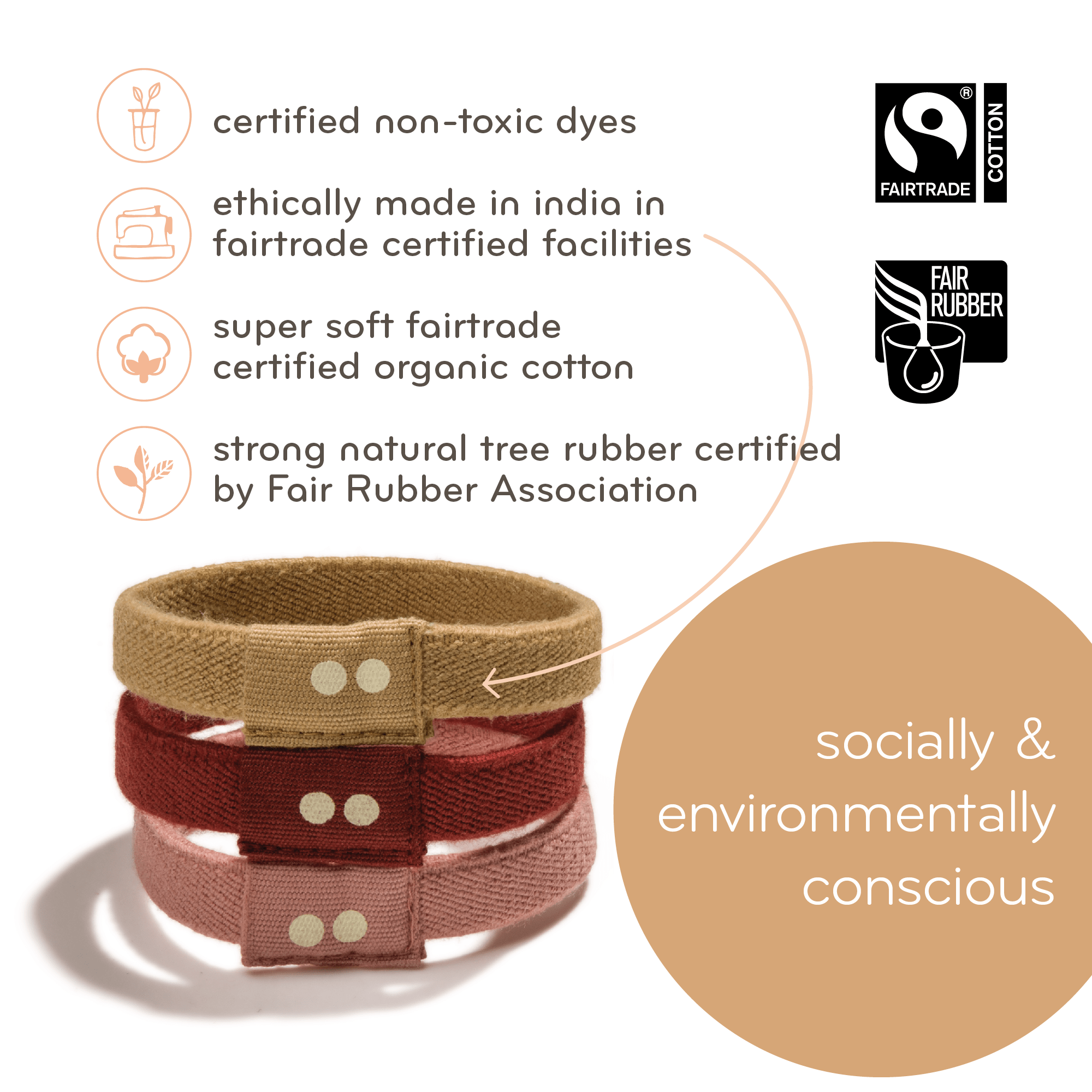 Plastic - free Flat Hair Ties - Black Hair Ties La Vie Bien Plastic - free Flat Hair Ties - Black