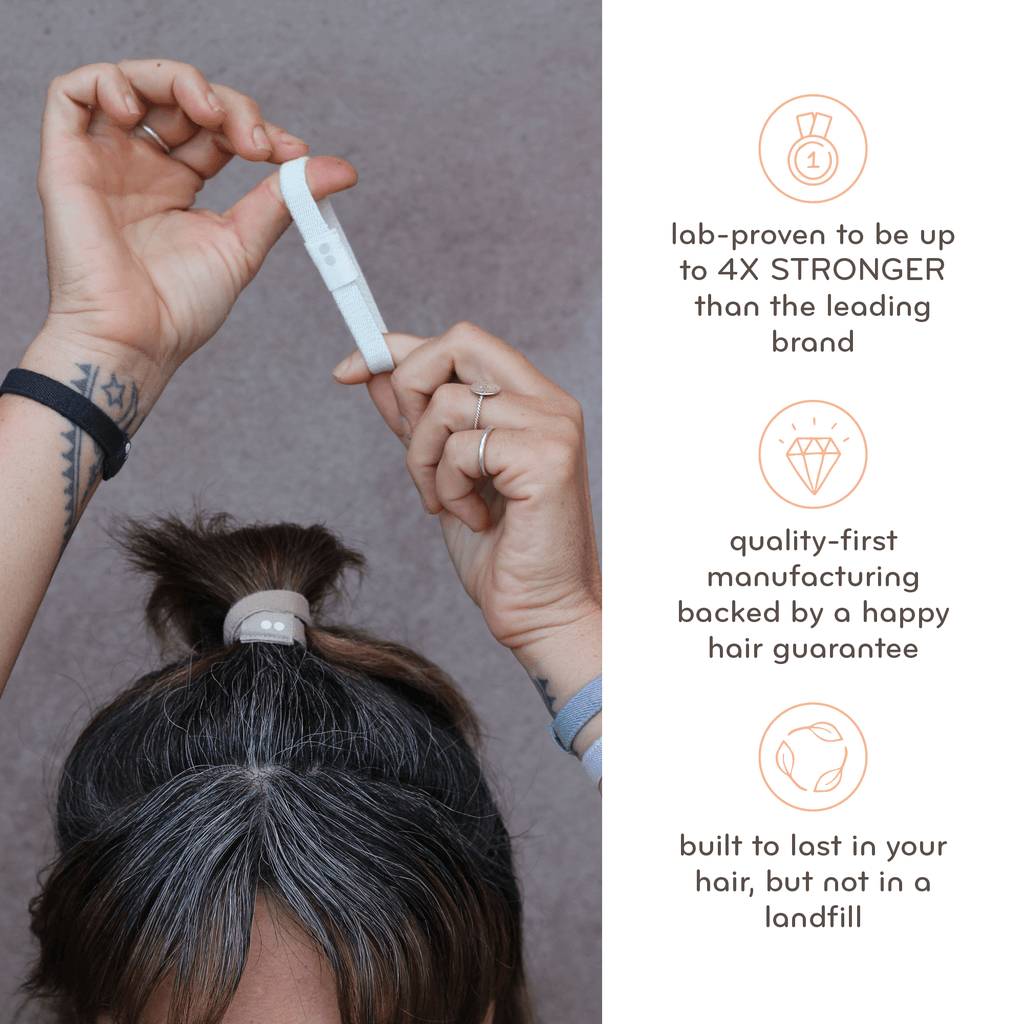 Plastic - free Flat Hair Ties - Black Hair Ties La Vie Bien Plastic - free Flat Hair Ties - Black