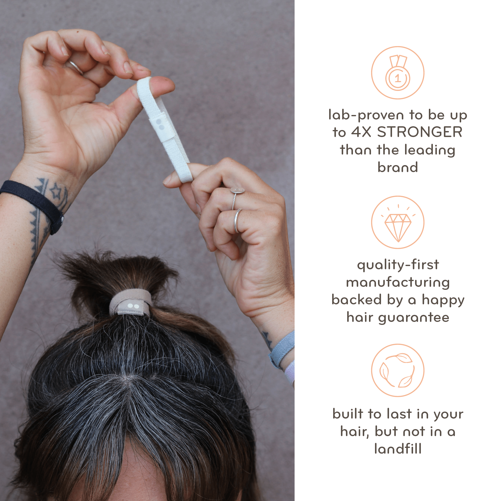 Plastic - free Flat Hair Ties - Black Hair Ties La Vie Bien Plastic - free Flat Hair Ties - Black