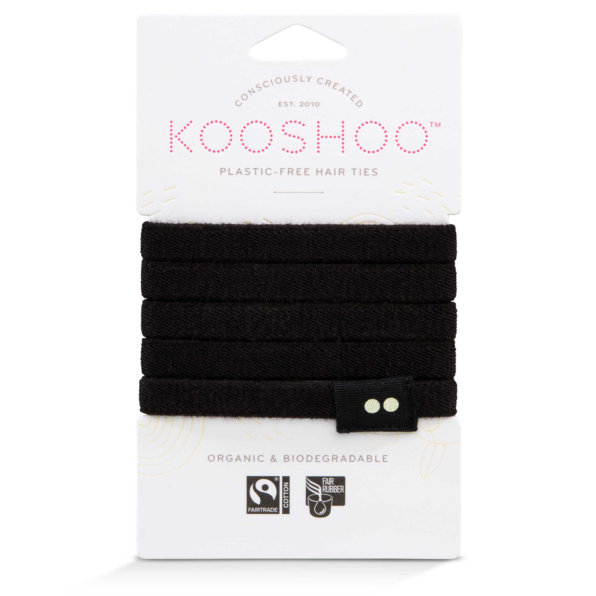Plastic - free Flat Hair Ties - Black Hair Ties La Vie Bien Plastic - free Flat Hair Ties - Black