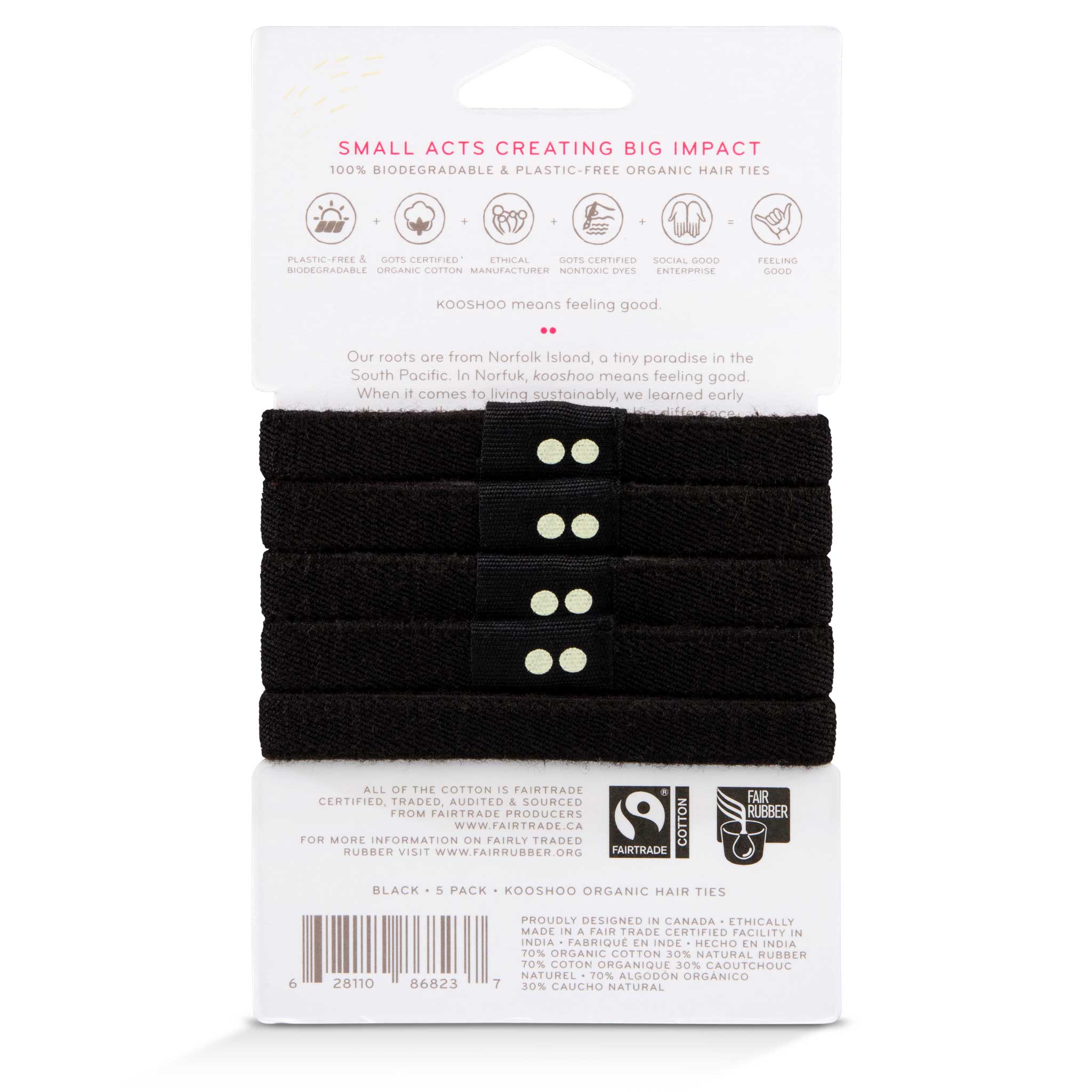 Plastic - free Flat Hair Ties - Black Hair Ties La Vie Bien Plastic - free Flat Hair Ties - Black