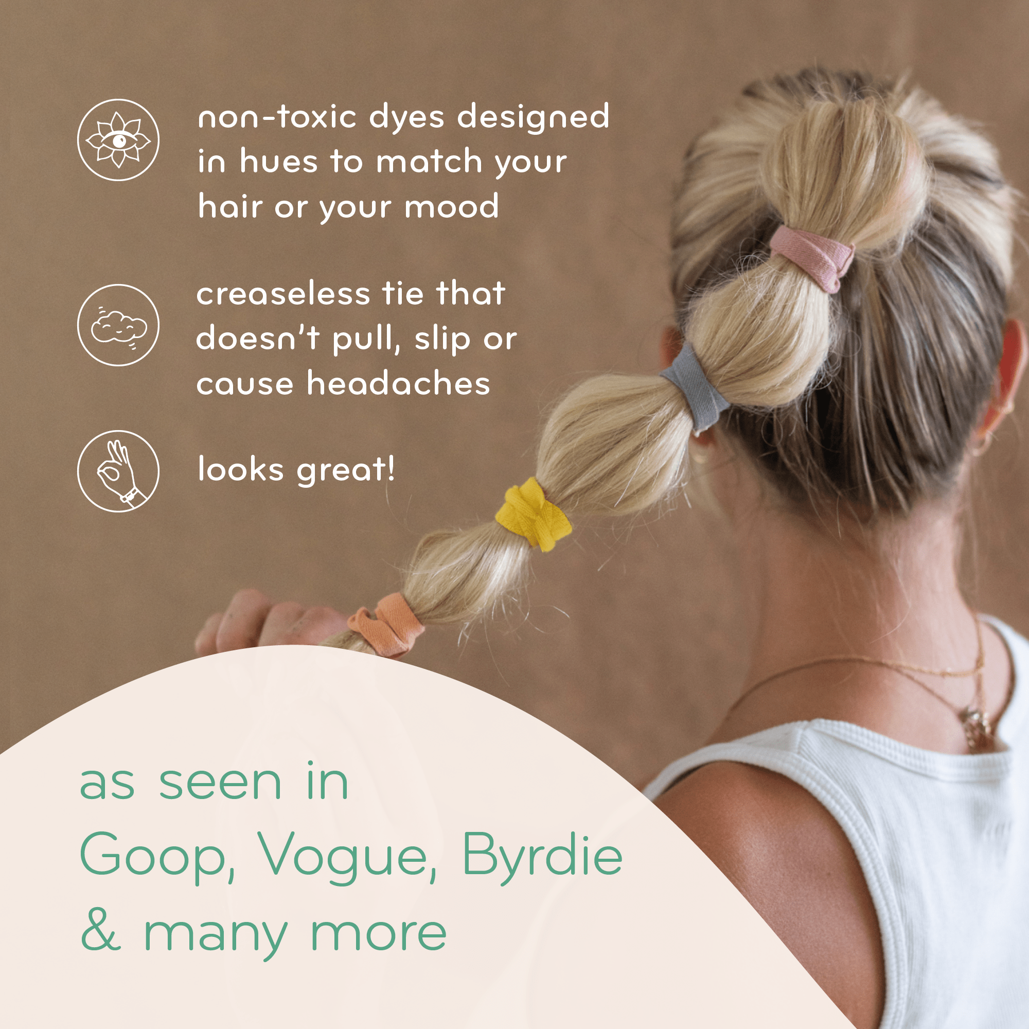 Plastic - free Flat Hair Ties - Black Hair Ties La Vie Bien Plastic - free Flat Hair Ties - Black
