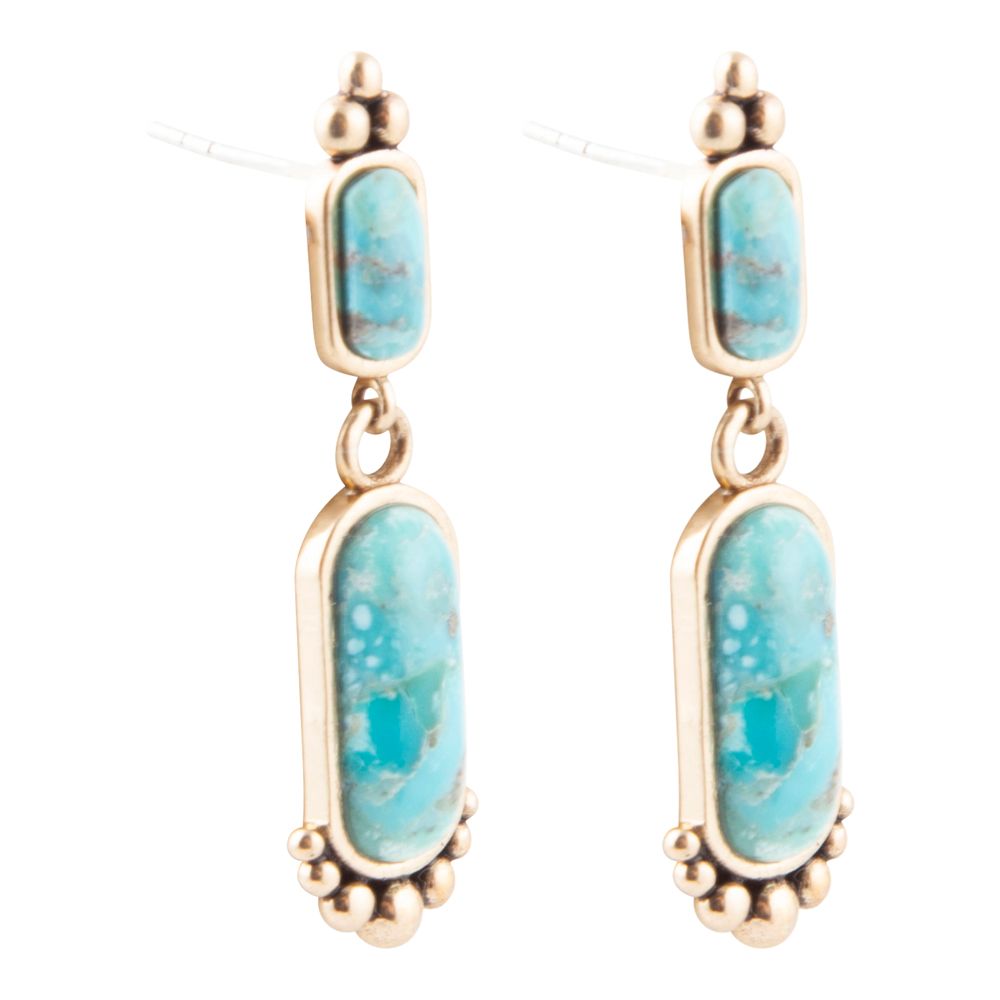 Plateau Blue Turquoise and Golden Earrings Earrings La Vie Bien Plateau Blue Turquoise and Golden Earrings