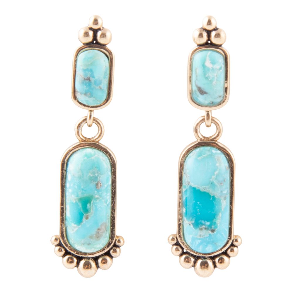 Plateau Blue Turquoise and Golden Earrings Earrings La Vie Bien Plateau Blue Turquoise and Golden Earrings