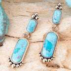 Plateau Blue Turquoise and Golden Earrings Earrings La Vie Bien Plateau Blue Turquoise and Golden Earrings