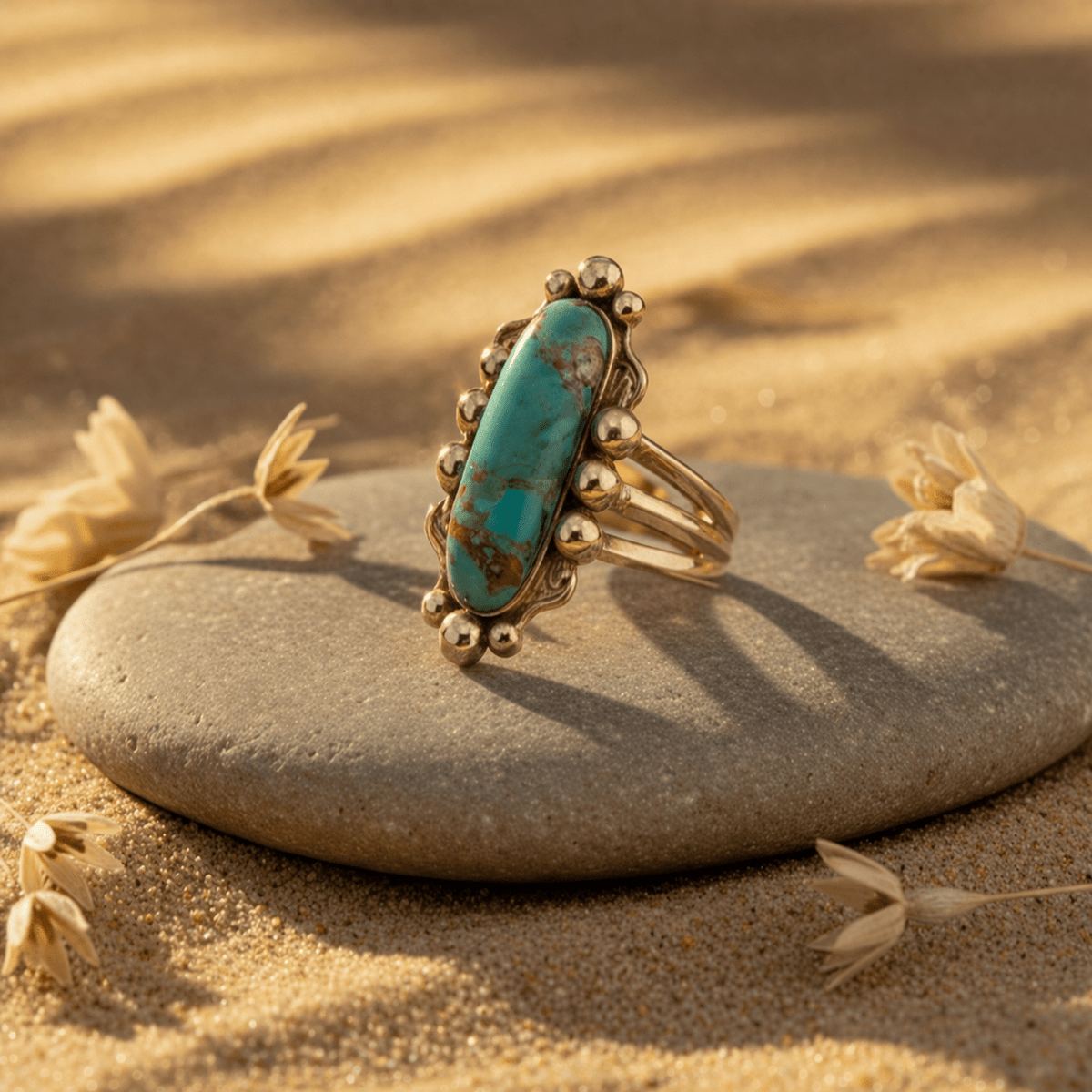 Plateau Blue Turquoise and Golden Ring Rings La Vie Bien Plateau Blue Turquoise and Golden Ring