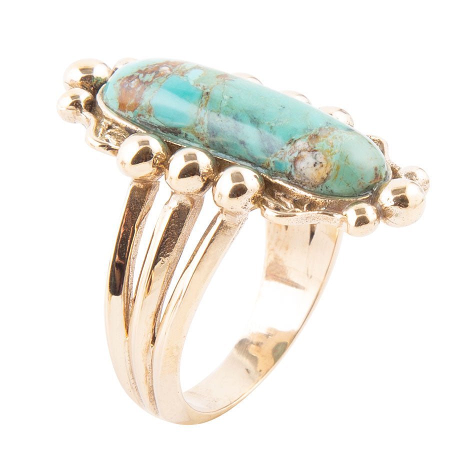 Plateau Blue Turquoise and Golden Ring Rings La Vie Bien Plateau Blue Turquoise and Golden Ring