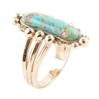 Plateau Blue Turquoise and Golden Ring by Barse Jewelry