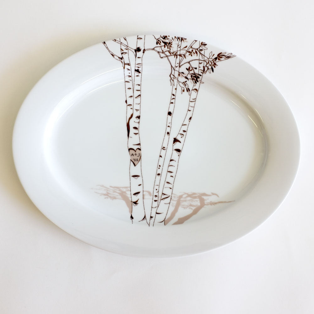 Nature-Inspired Birch Oval Platter – Custom Initials in Heart Design