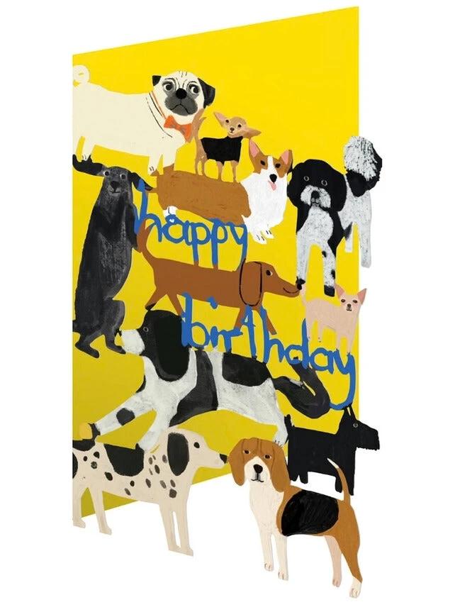 Playful Dogs Lasercut Birthday Card by Ash & Rose