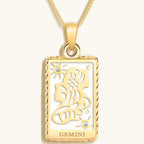 Playful Mind - White Enamel Gemini Card Necklace by Karma and Luck