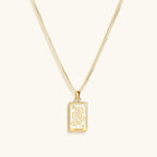 Playful Mind - White Enamel Gemini Card Necklace by Karma and Luck