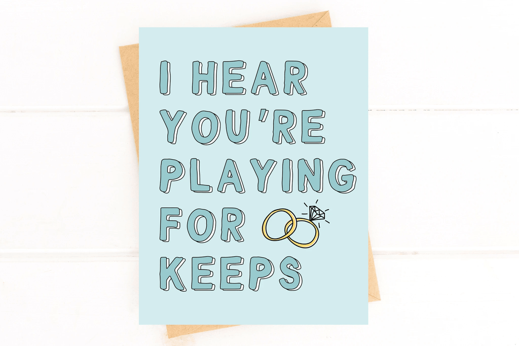 Playing for Keeps Cute Engagement Party Card Wedding by Five Dot Post