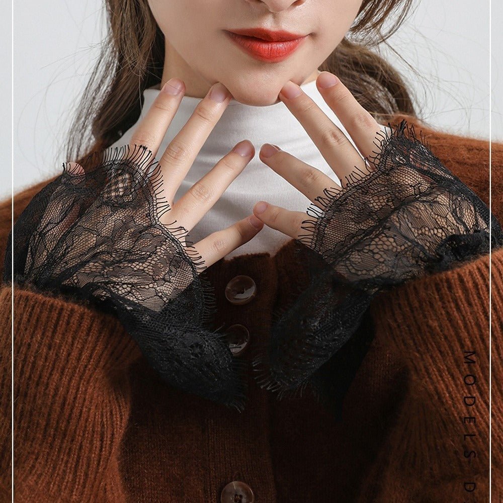 Pleated Lace Mesh Cuff Sleeves (MAC425) La Vie Bien Pleated Lace Mesh Cuff Sleeves (MAC425)