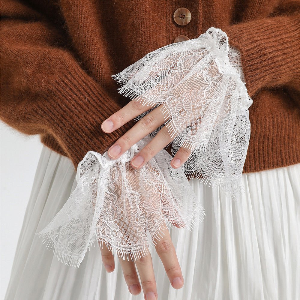 Pleated Lace Mesh Cuff Sleeves (MAC425) La Vie Bien Pleated Lace Mesh Cuff Sleeves (MAC425)