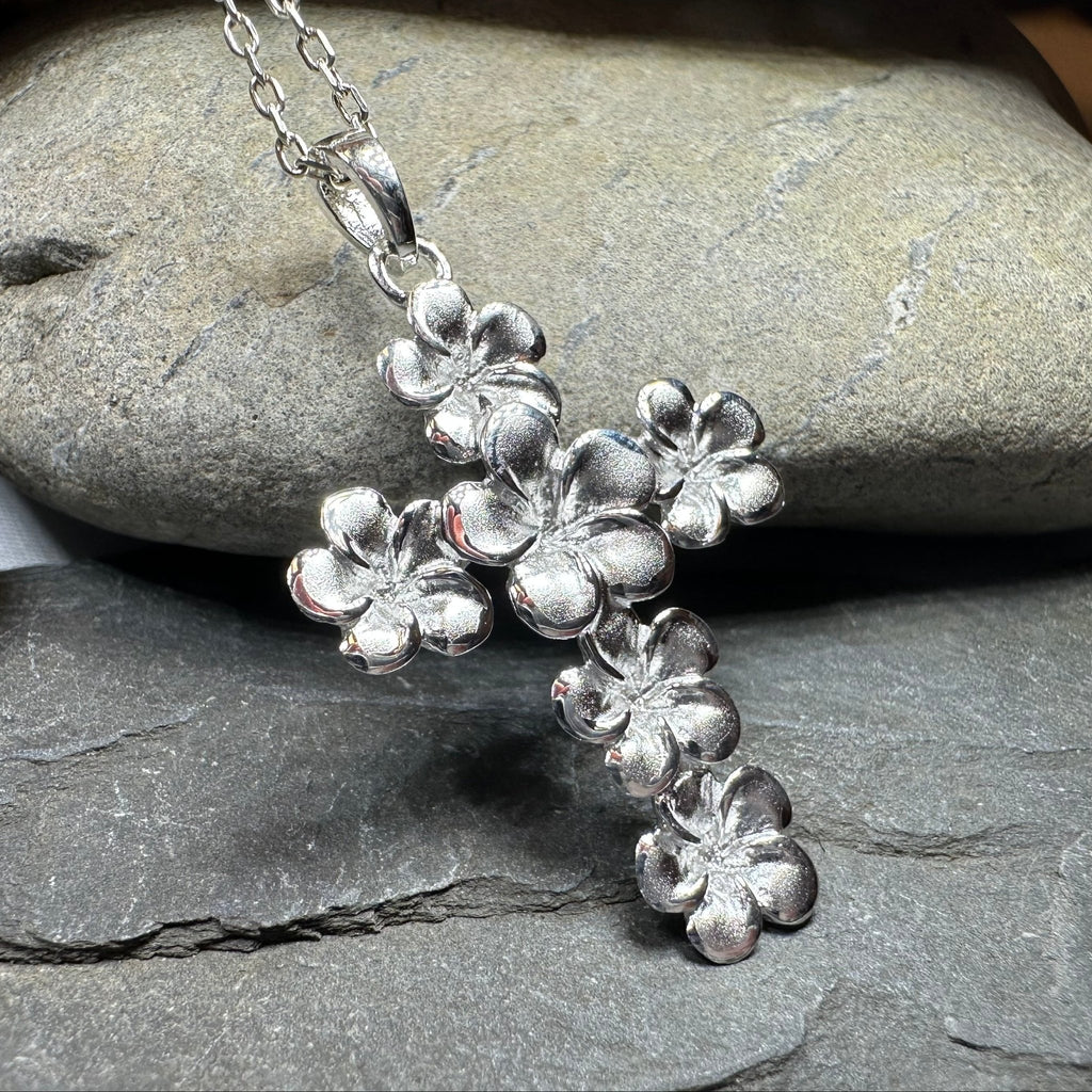 Plumeria Blossom Cross Necklace Pendant La Vie Bien Plumeria Blossom Cross Necklace
