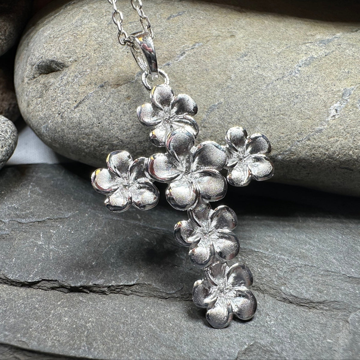 Plumeria Blossom Cross Necklace Pendant La Vie Bien Plumeria Blossom Cross Necklace
