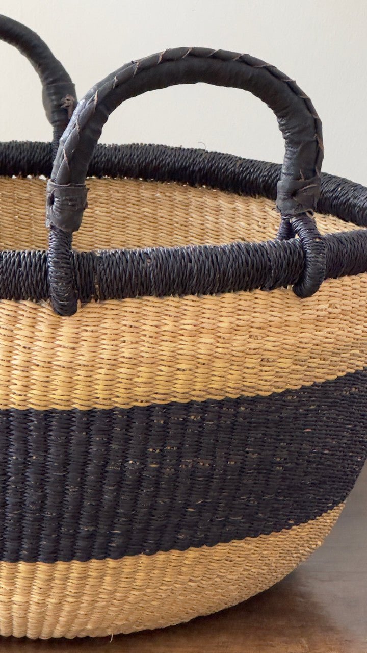 Plump and Pleasing Everything Basket - Natural w/ Black Stripes La Vie Bien Plump and Pleasing Everything Basket - Natural w/ Black Stripes