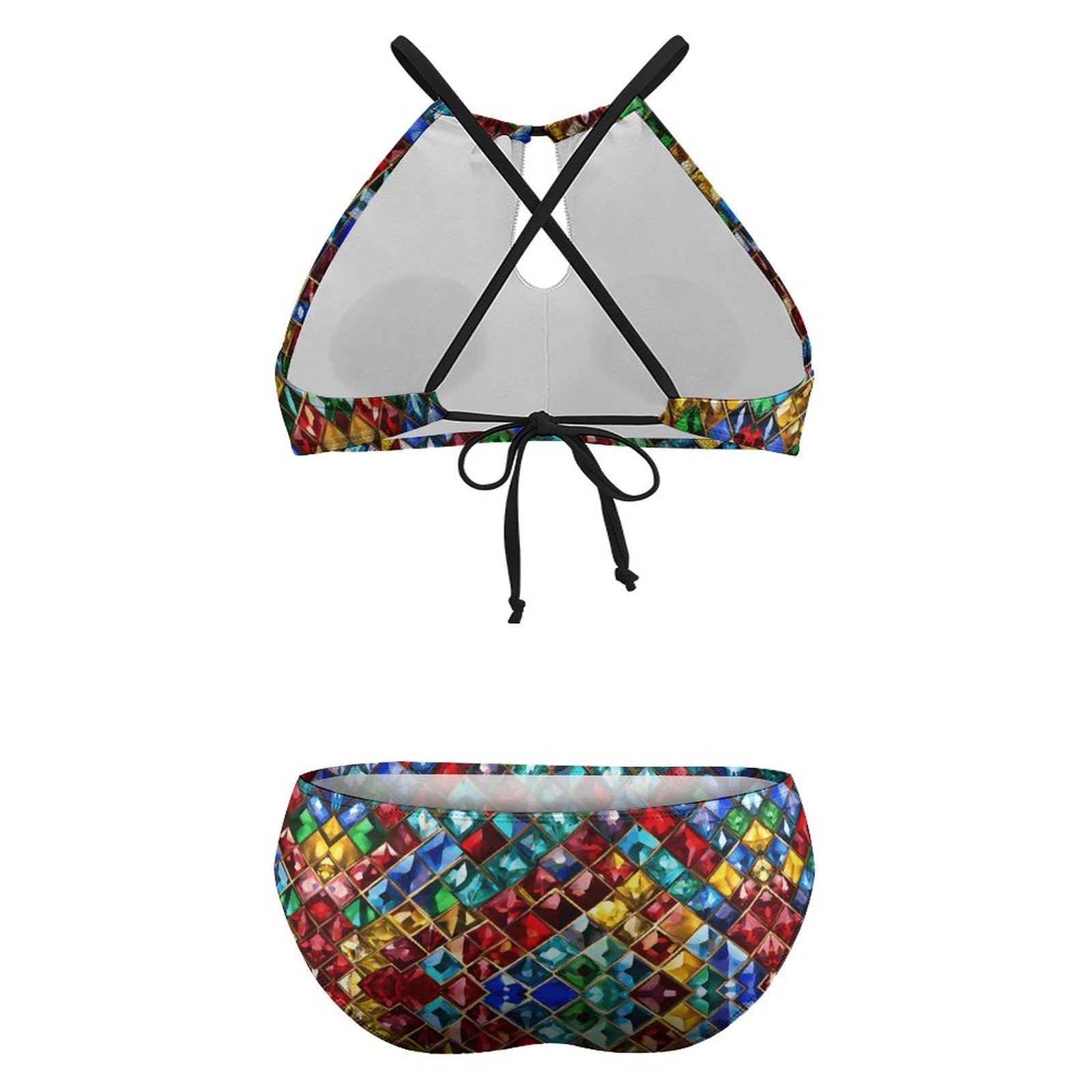 Plus Size Jewel Pattern Halter Bikini – Adjustable Two Piece Swimsuit