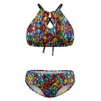 Plus Size Jewel Pattern Halter Bikini – Adjustable Two Piece Swimsuit by SALE-Personal Design