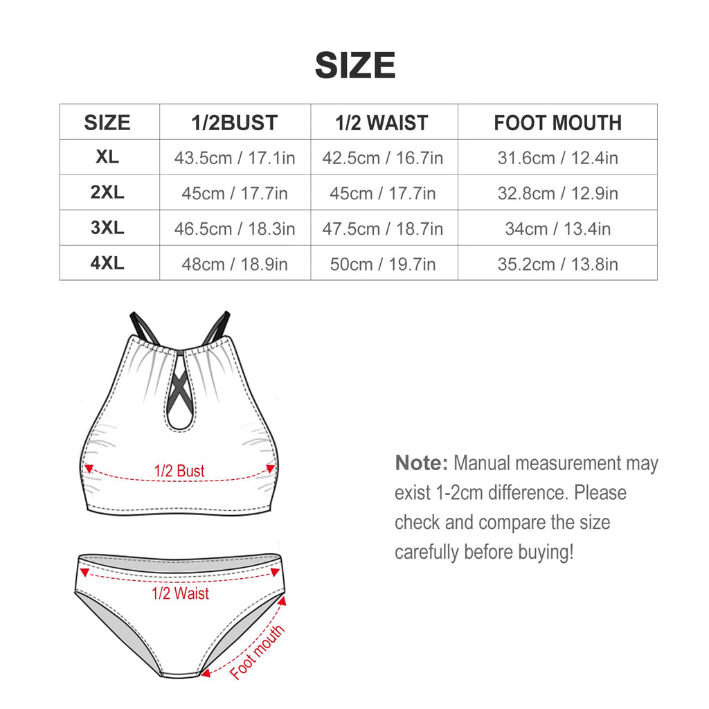 Plus Size Jewel Pattern Halter Bikini – Adjustable Two Piece Swimsuit