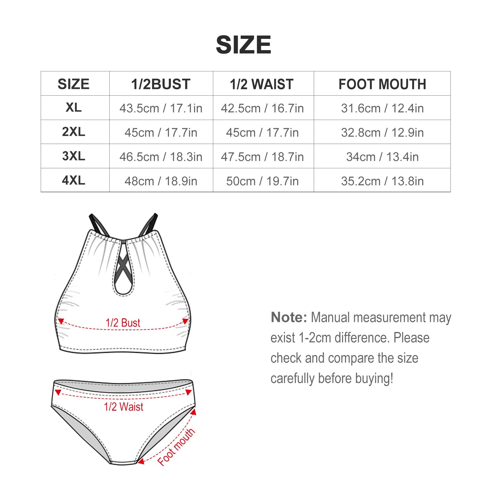 Plus Size Jewel Pattern Halter Bikini – Adjustable Two Piece Swimsuit