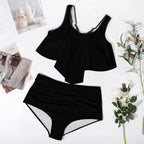 Plus Size Women's Two piece Swimsuit with Tankini - Black by SALE-Personal Design