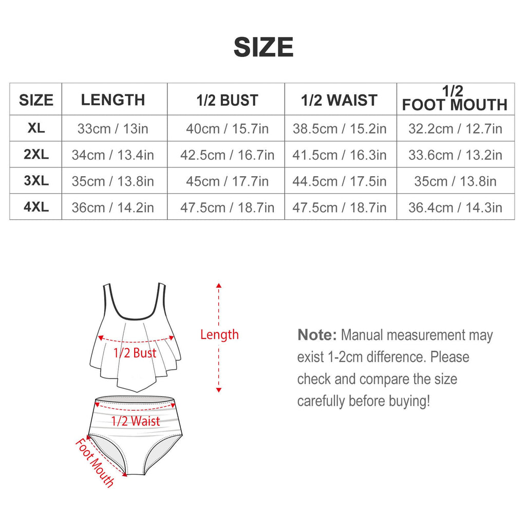 Plus Size Women's Two piece Swimsuit with Tankini - Black