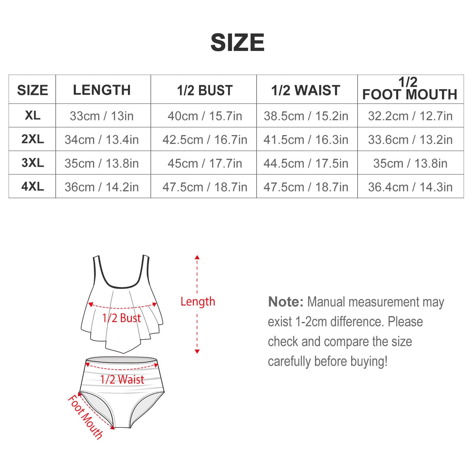 Plus Size Women's Two piece Swimsuit with Tankini - Black