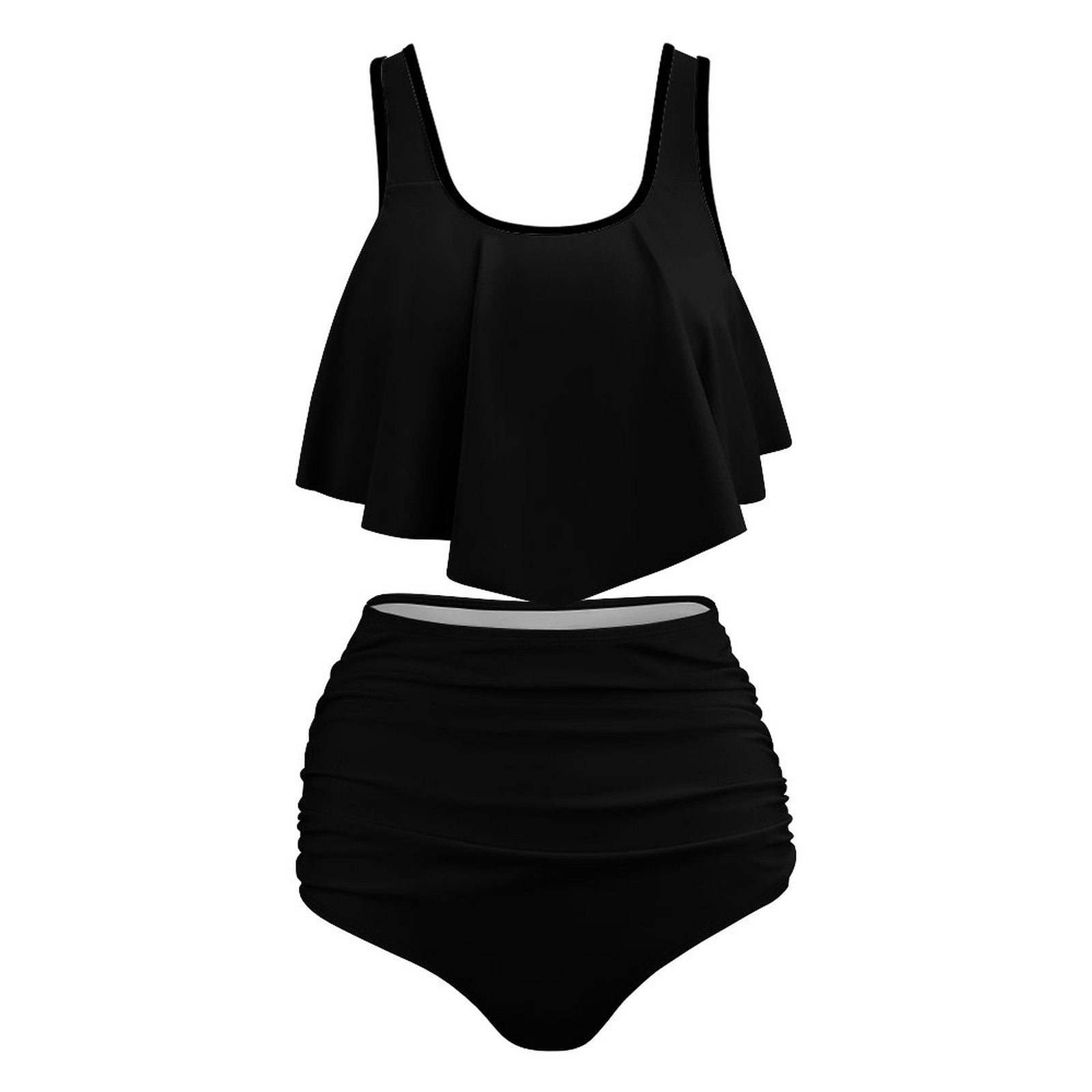 Plus Size Women's Two piece Swimsuit with Tankini - Black