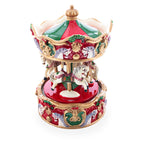 Animated Musical Christmas Carousel Figurine - Rotating Horse Music Box