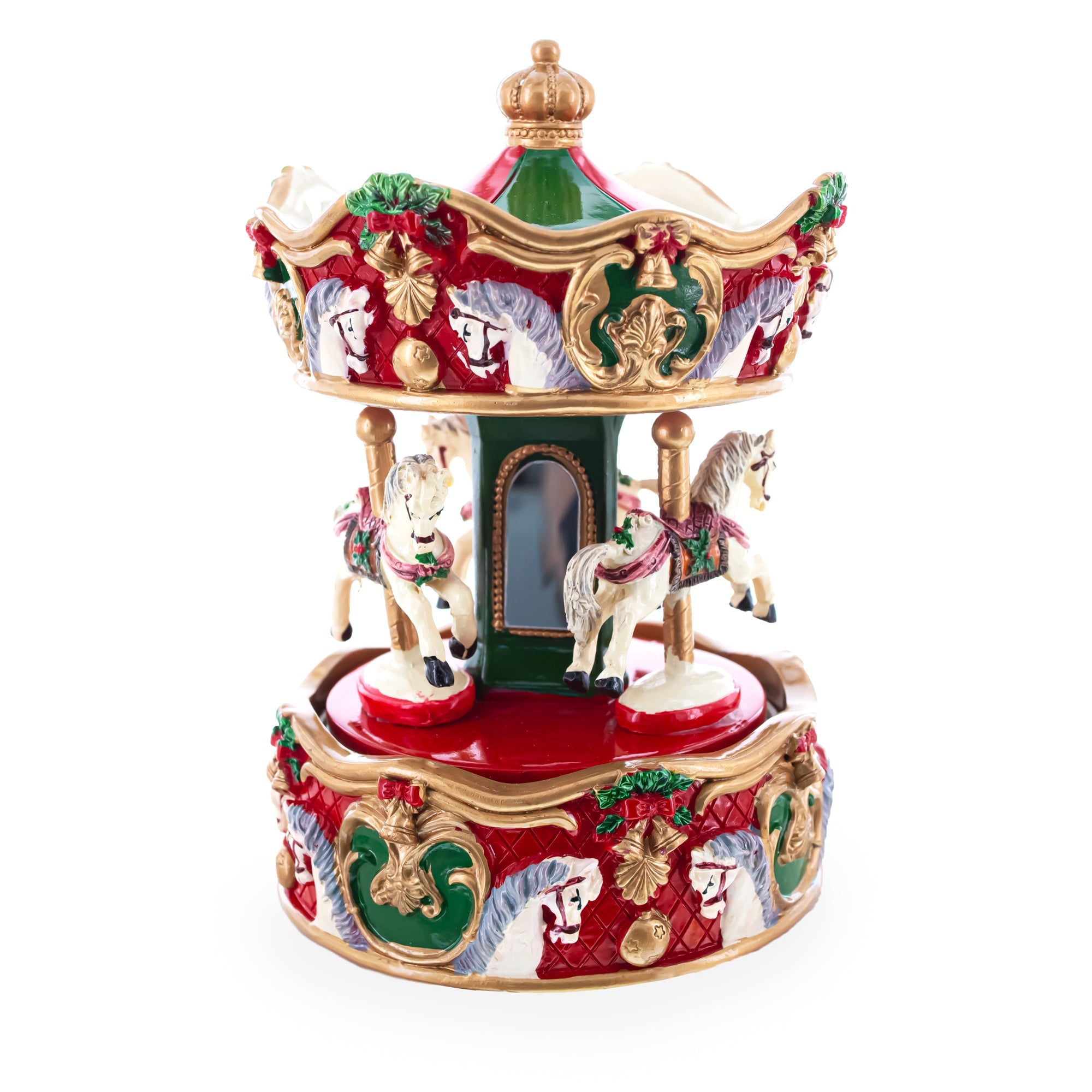 Animated Musical Christmas Carousel Figurine - Rotating Horse Music Box