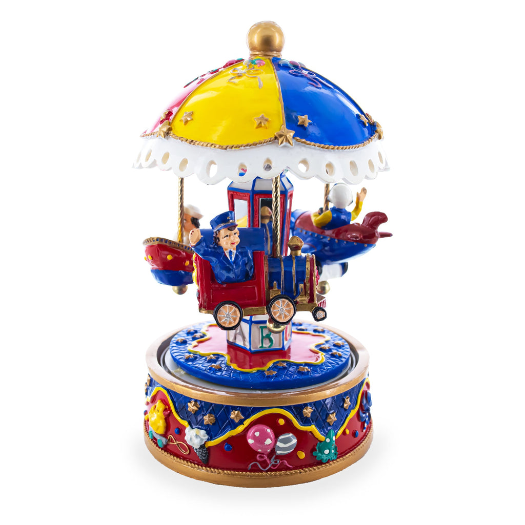 Animated Musical Carousel Figurine - Moving Train Airplane Boat Music Box