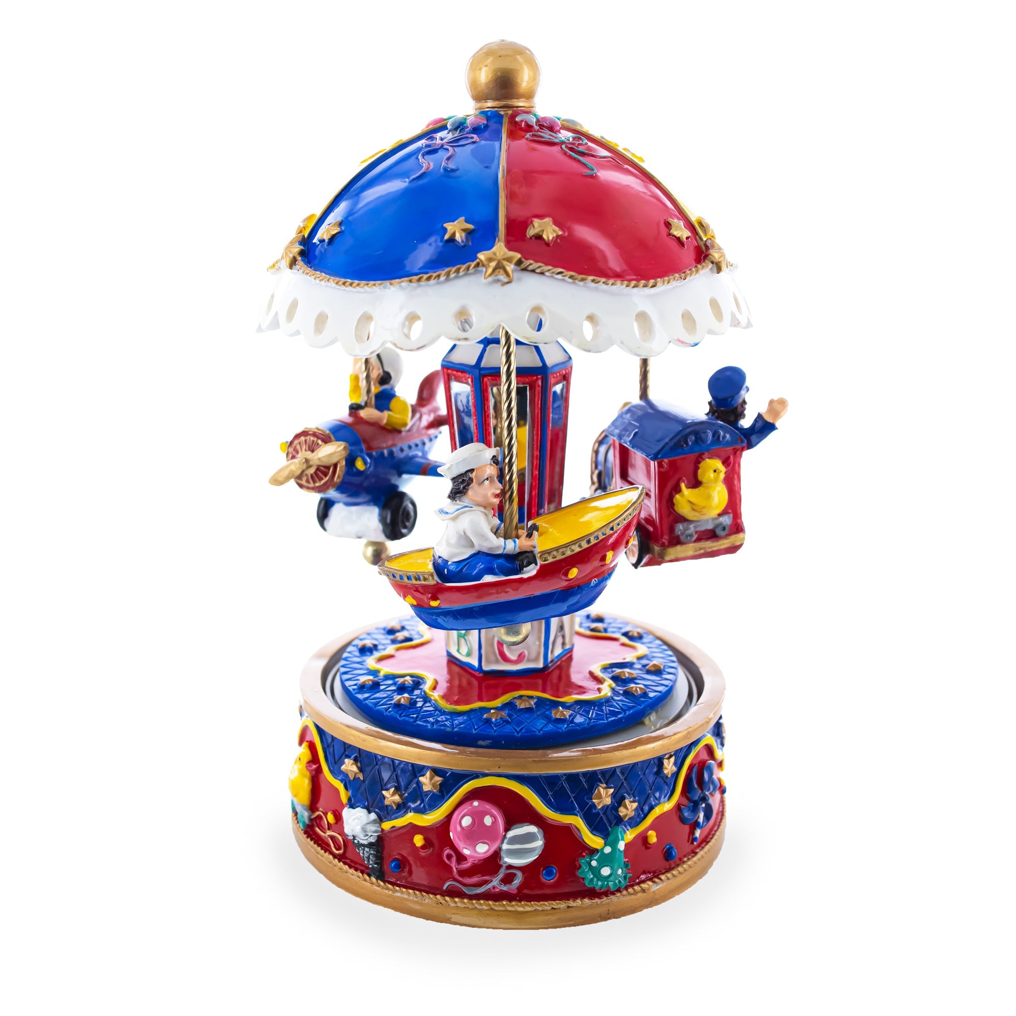 Animated Musical Carousel Figurine - Moving Train Airplane Boat Music Box