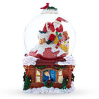 Santa with Christmas Gifts Chimney Journey Musical Water Snow Globe