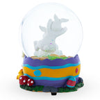 Spring Easter Egg Painting Rabbits Music Box Snow Globe 6 Inches Tall