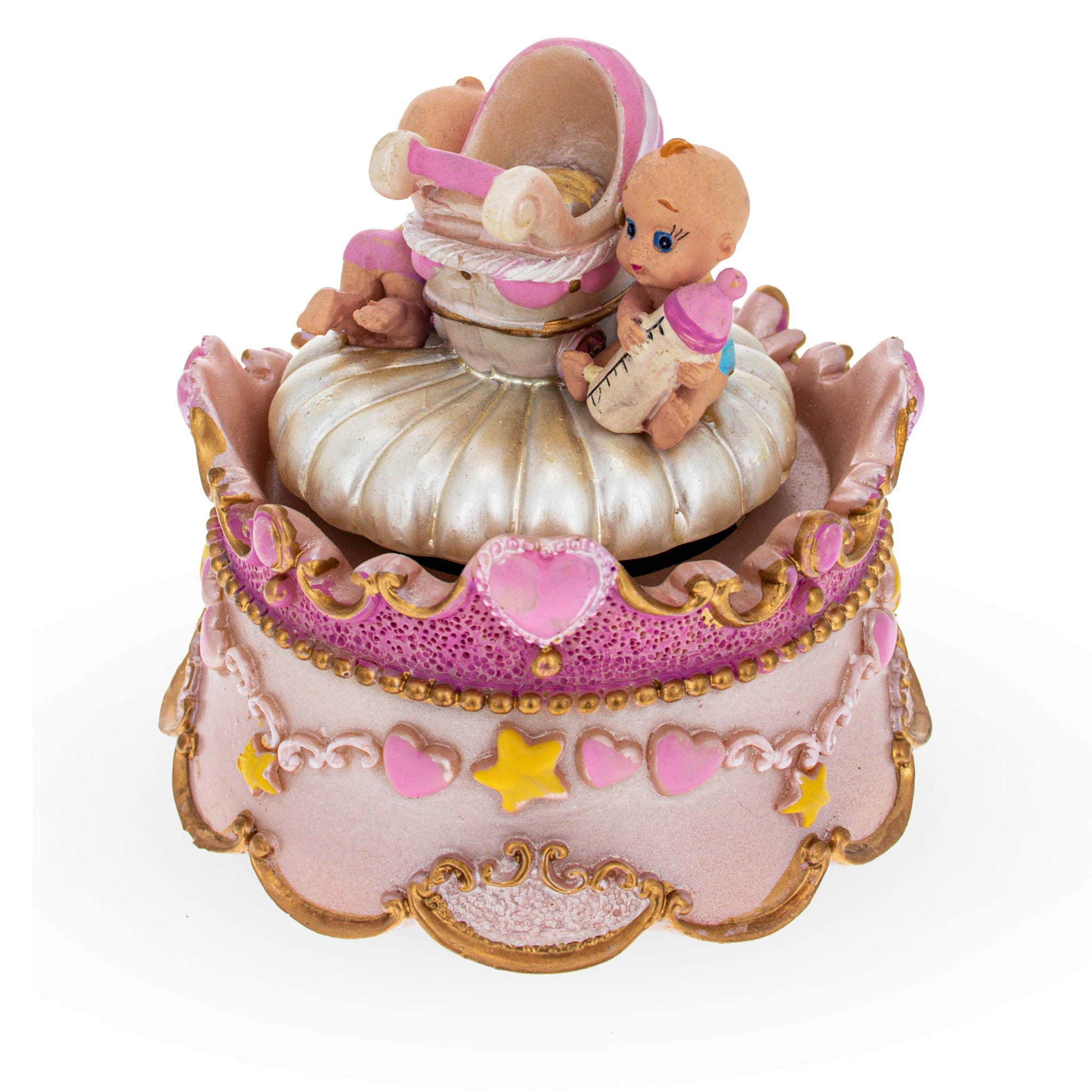 Animated Musical Cradle Babies Figurine - Rotating Nursery Song Music Box