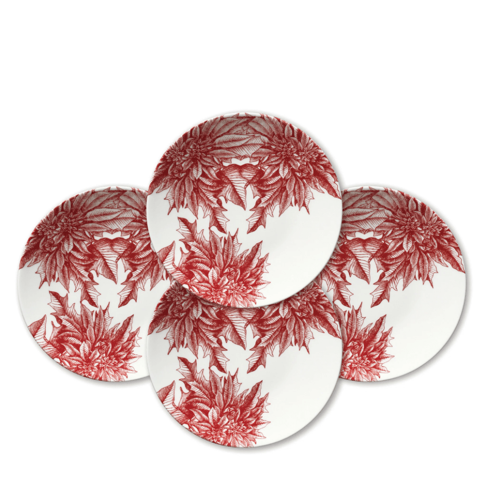 Poinsettia Ceramic Dinnerware – Premium Holiday Coastal Tableware Dishes La Vie Bien Poinsettia Ceramic Dinnerware – Premium Holiday Coastal Tableware